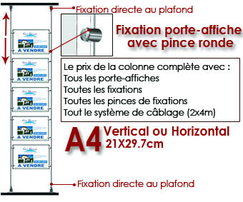COLONNE DE A4 FIXATION PLAFOND/SOL plexiglas
